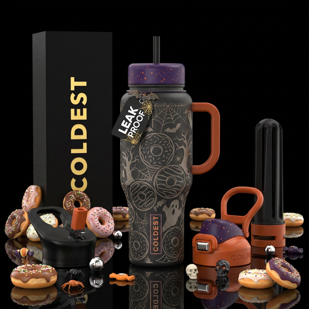 donut, halloween water bottle design
