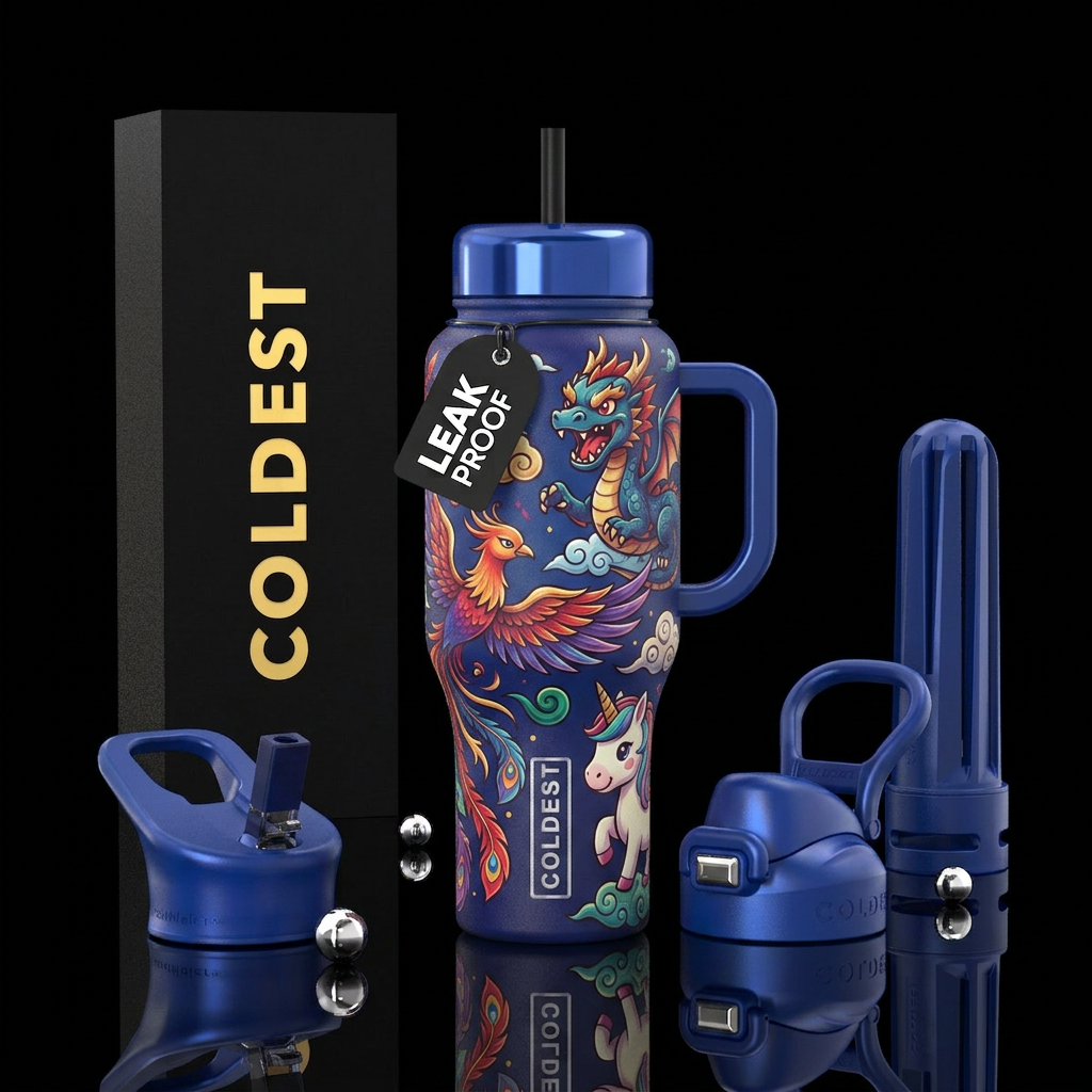 mythical, cartoon water bottle design