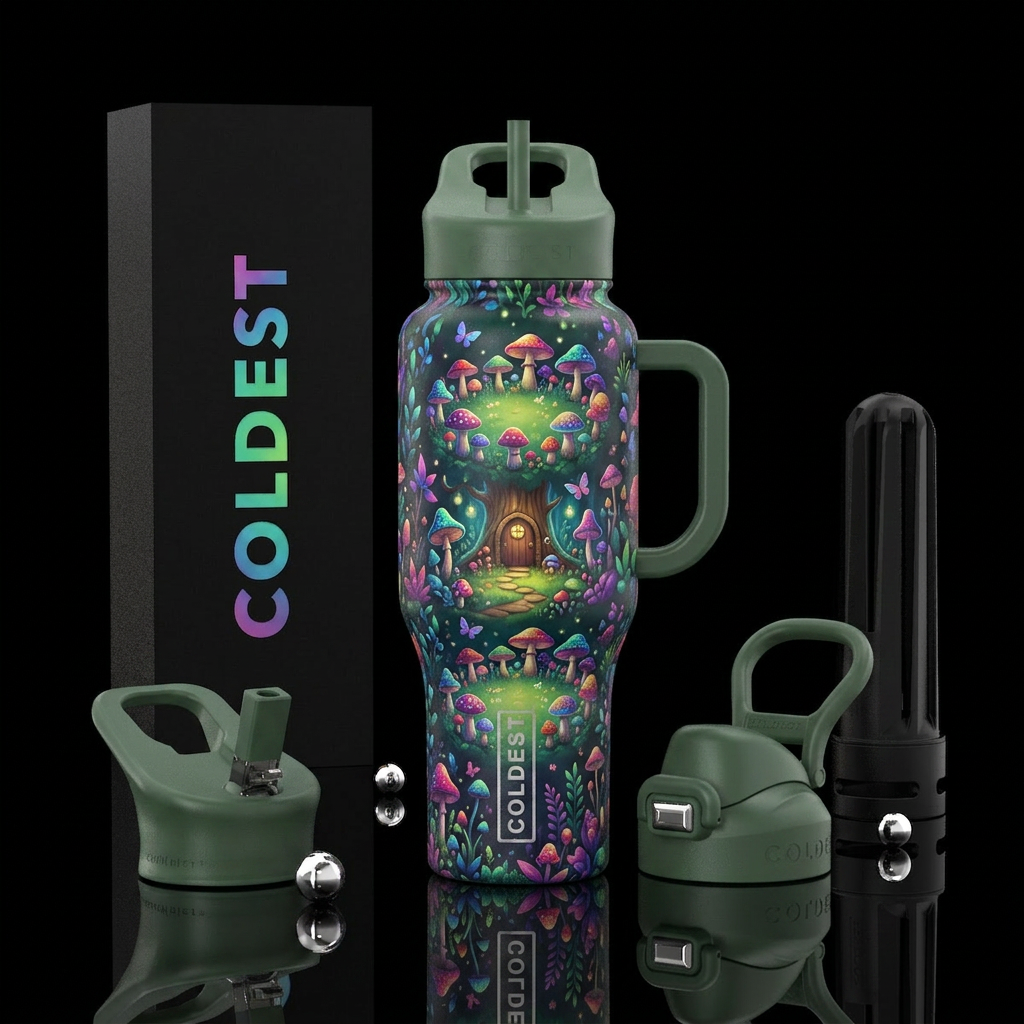 fairy ring, whimsical water bottle design