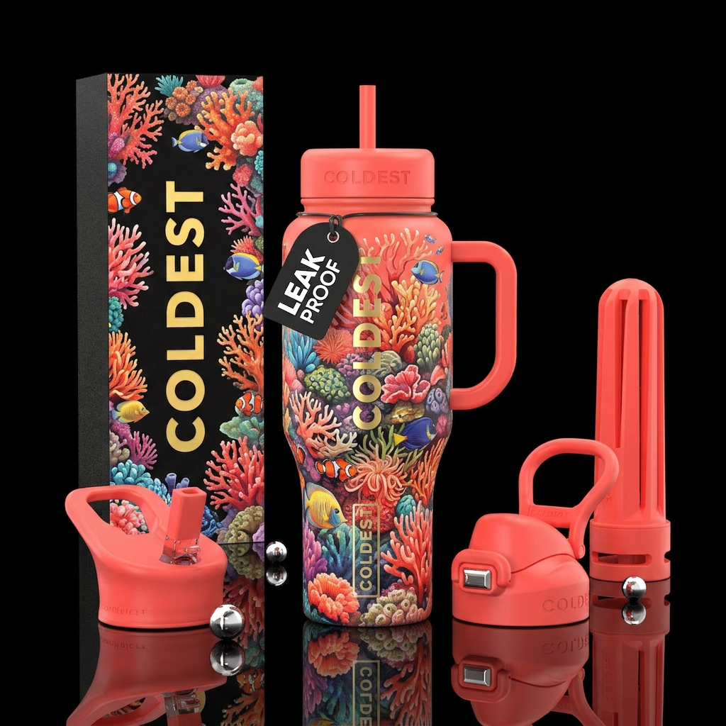coral reef water bottle design