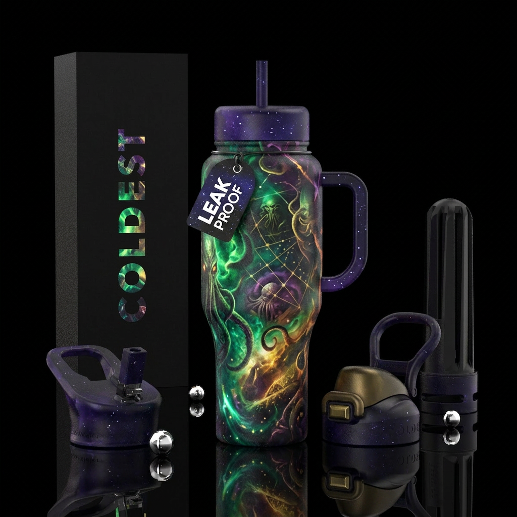 cosmic horror water bottle design