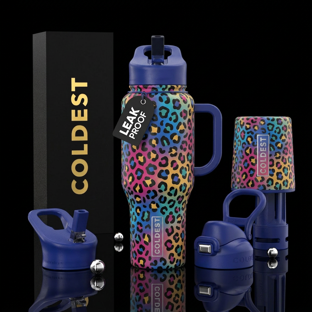 Leopard colorful water bottle design
