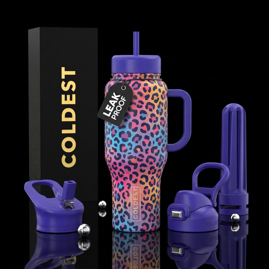 Leopard colorful water bottle design