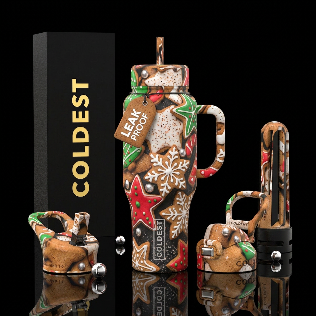 christmas cookies water bottle design