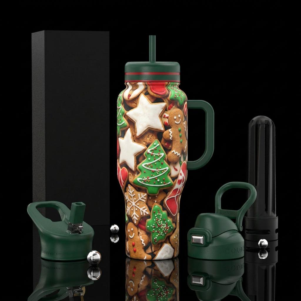 christmas cookies water bottle design
