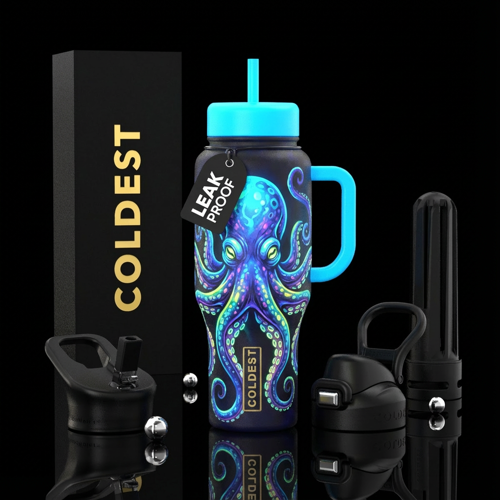 Glowie octopus water bottle design