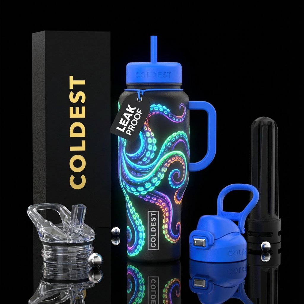 Glowie octopus water bottle design