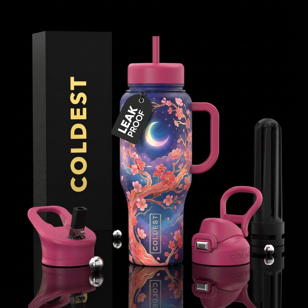 Dreamy Asian style cherry blossoms branches with c... water bottle design