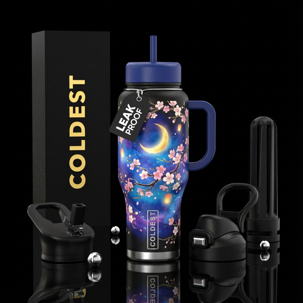 Dreamy Asian style cherry blossoms branches with c... water bottle design