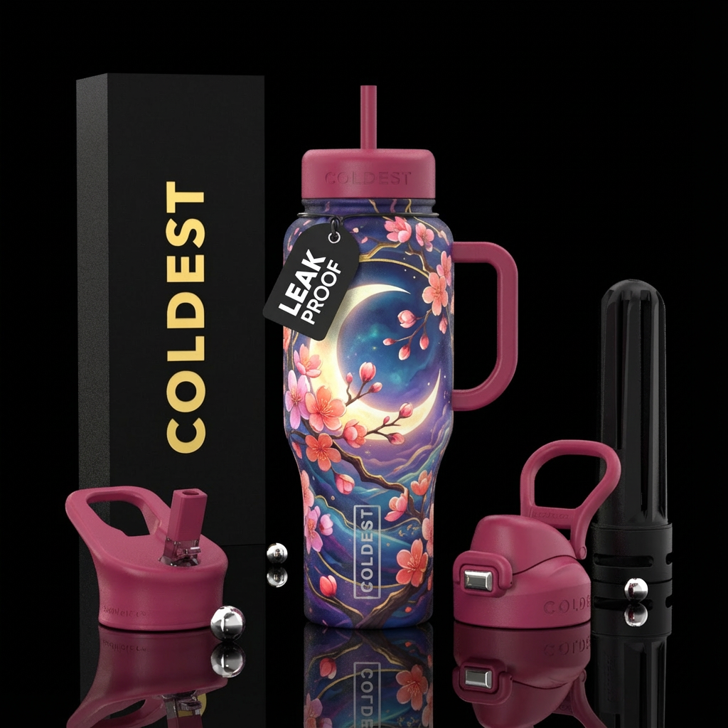 Dreamy Asian style cherry blossoms branches with c... water bottle design