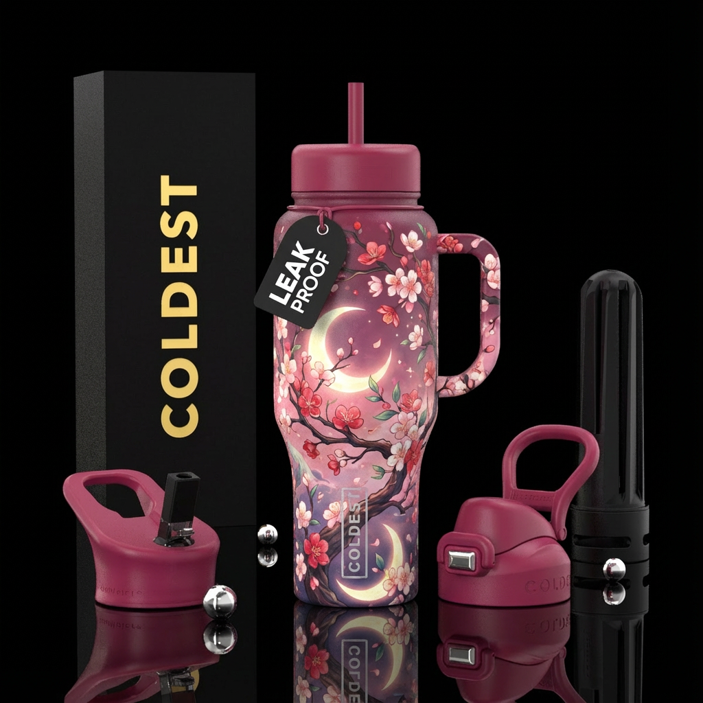 Dreamy Asian style cherry blossoms branches with w... water bottle design