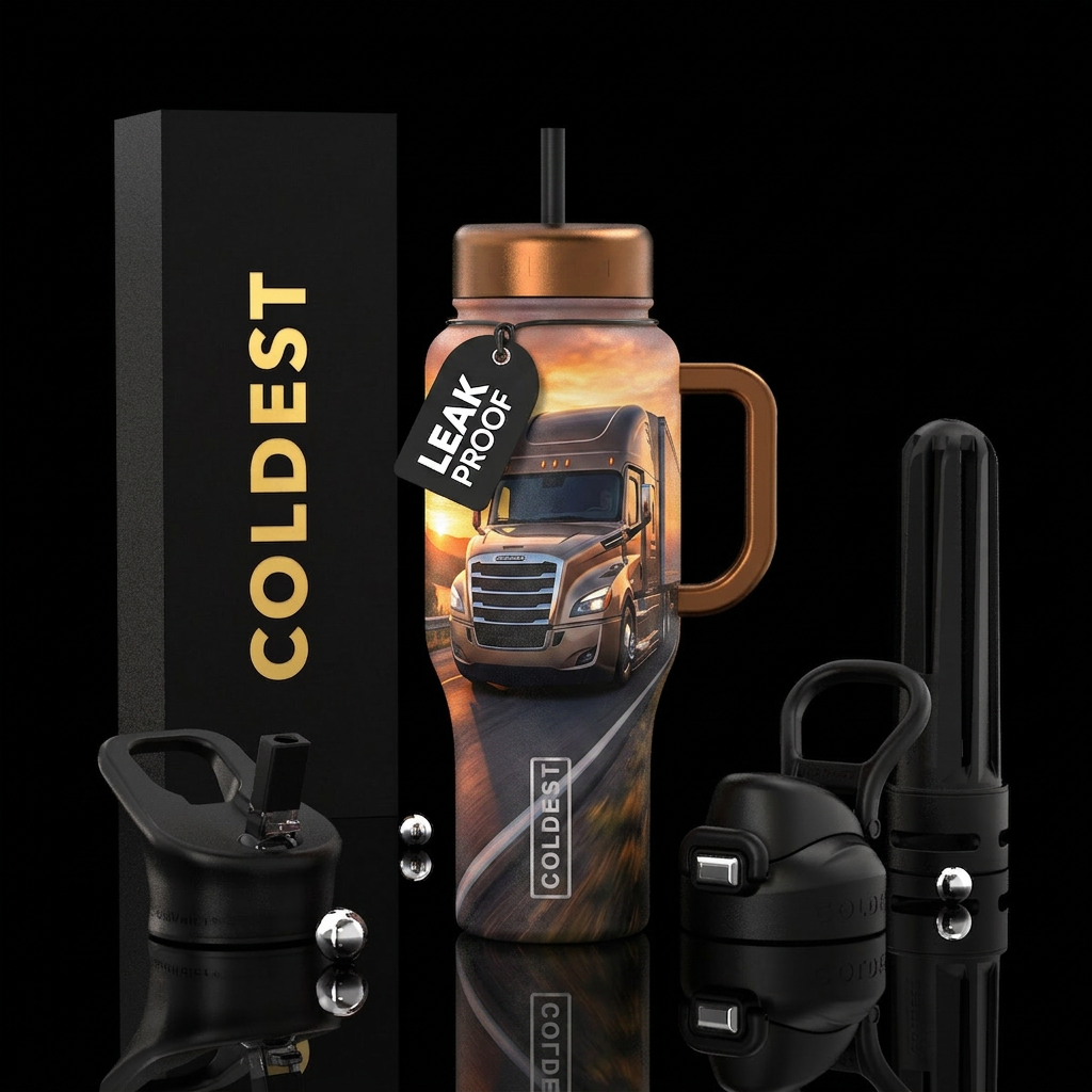 Freightliner semi with highway water bottle design