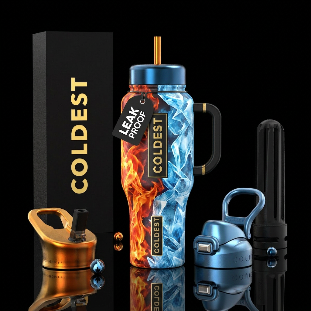 Fire and ice collision water bottle design