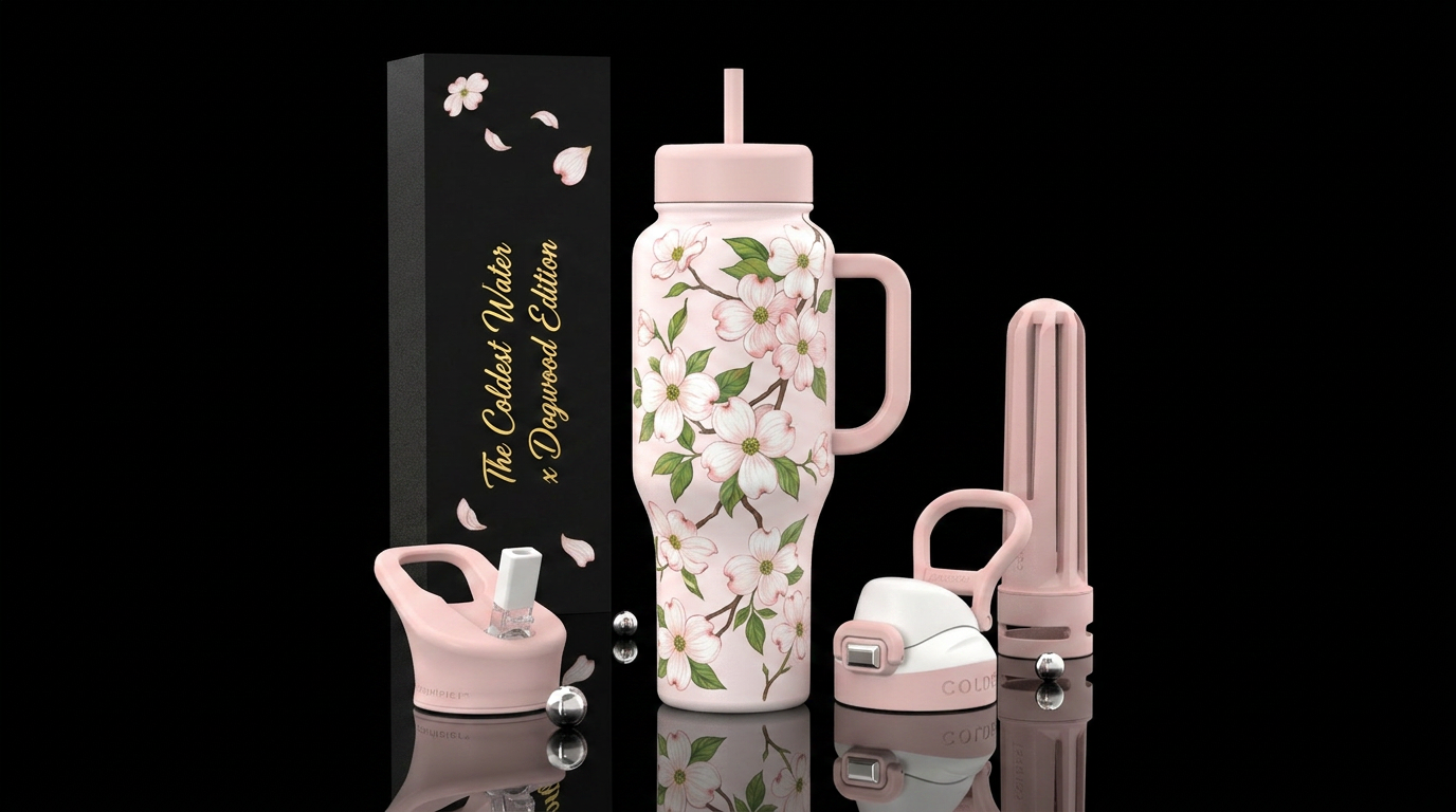 Dogwood blooming water bottle design