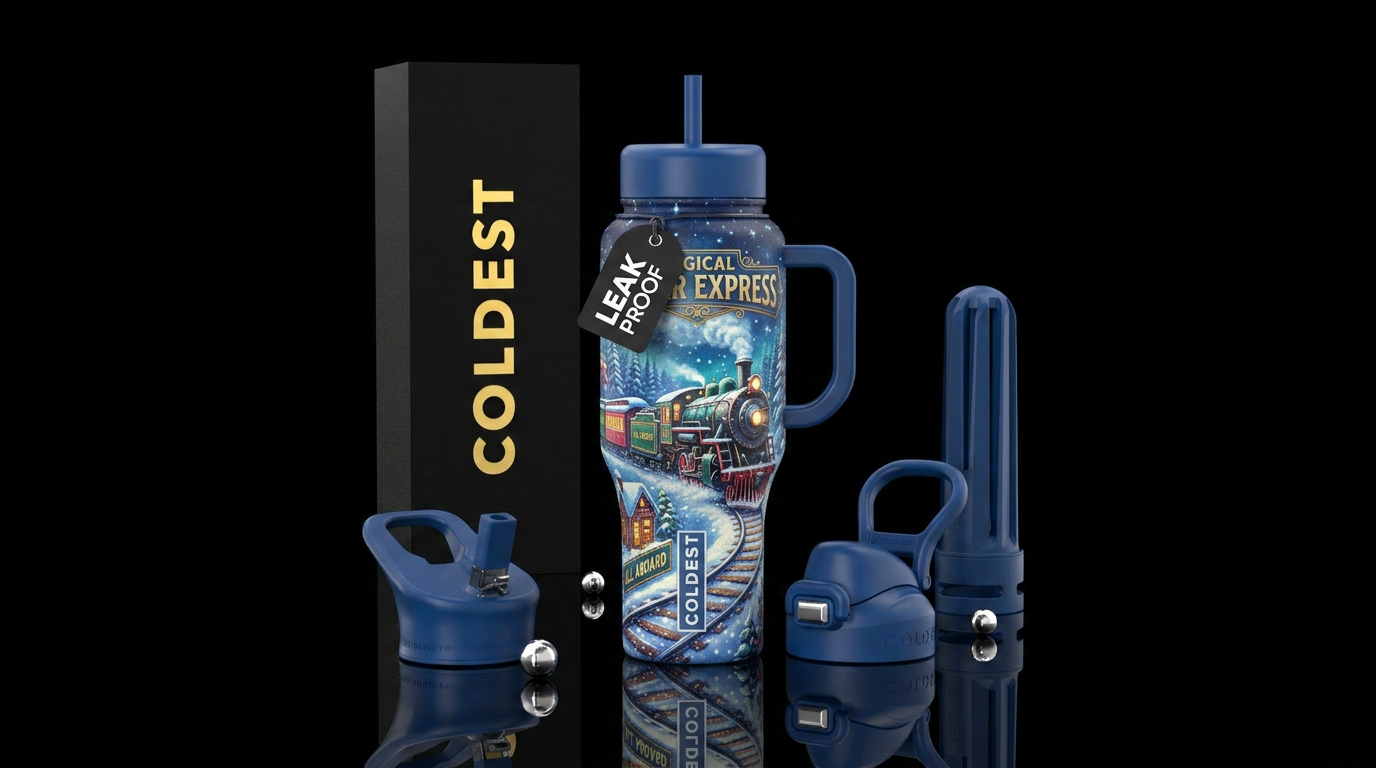 Magical polar express water bottle design