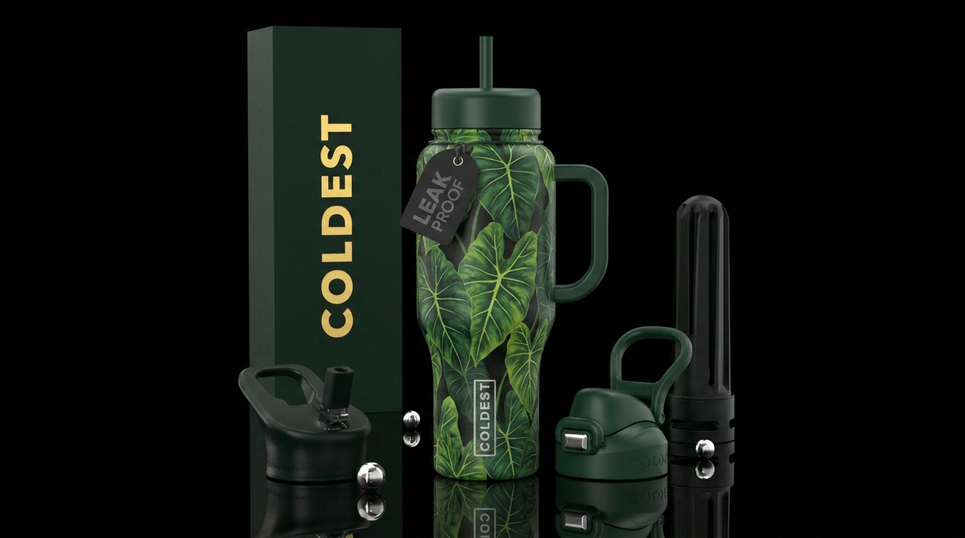 Elephant ears plants water bottle design