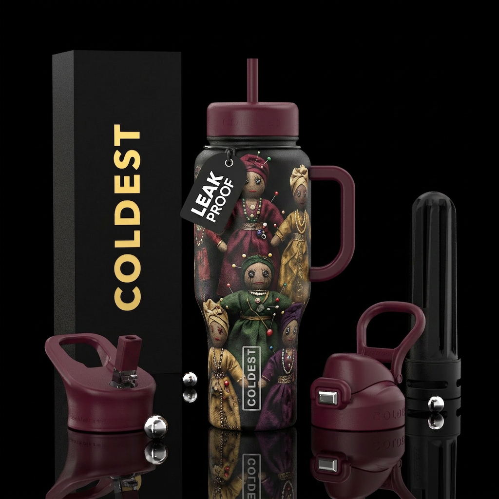 Marie Laveau voodoo dolls realistic water bottle design