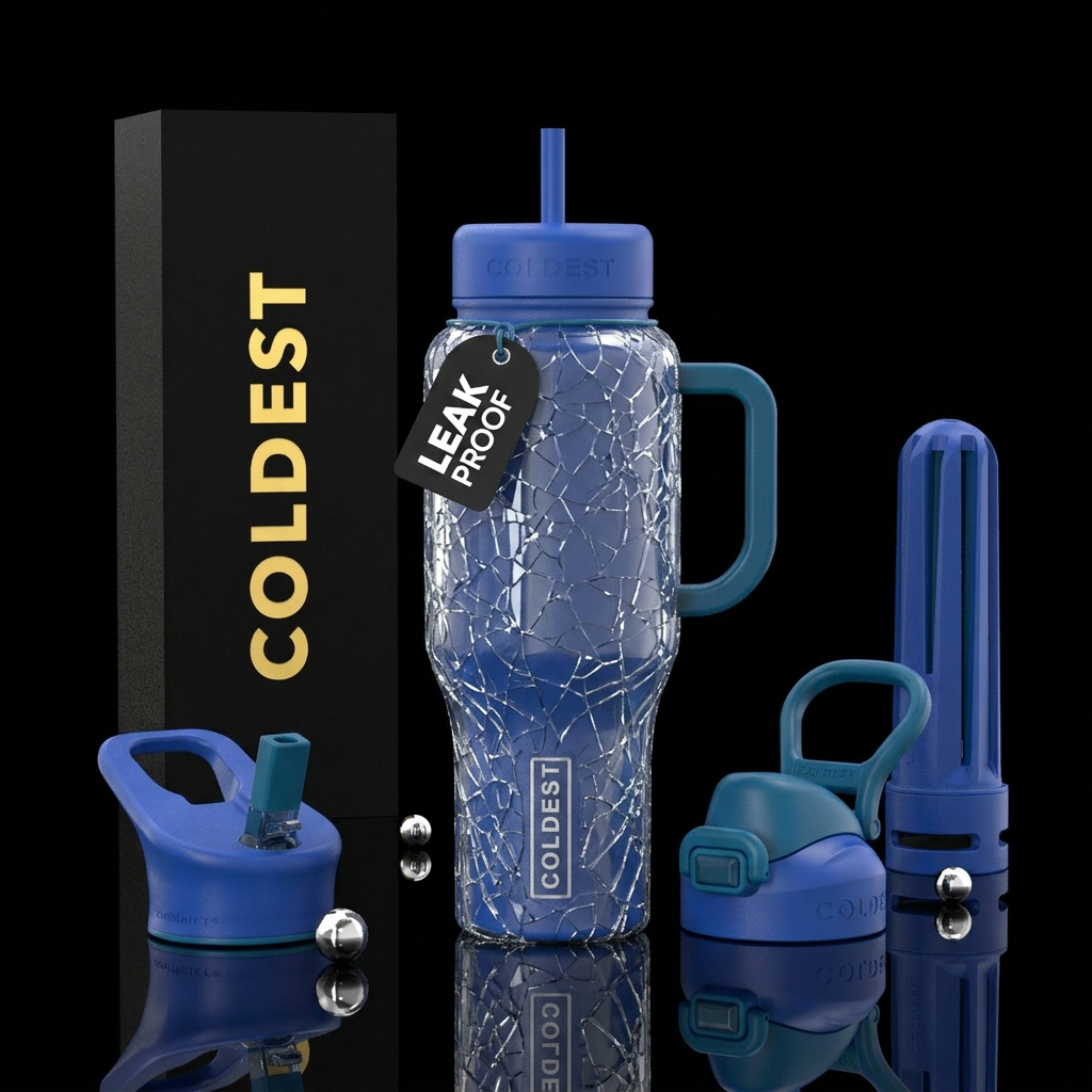 Shattered glass water bottle design