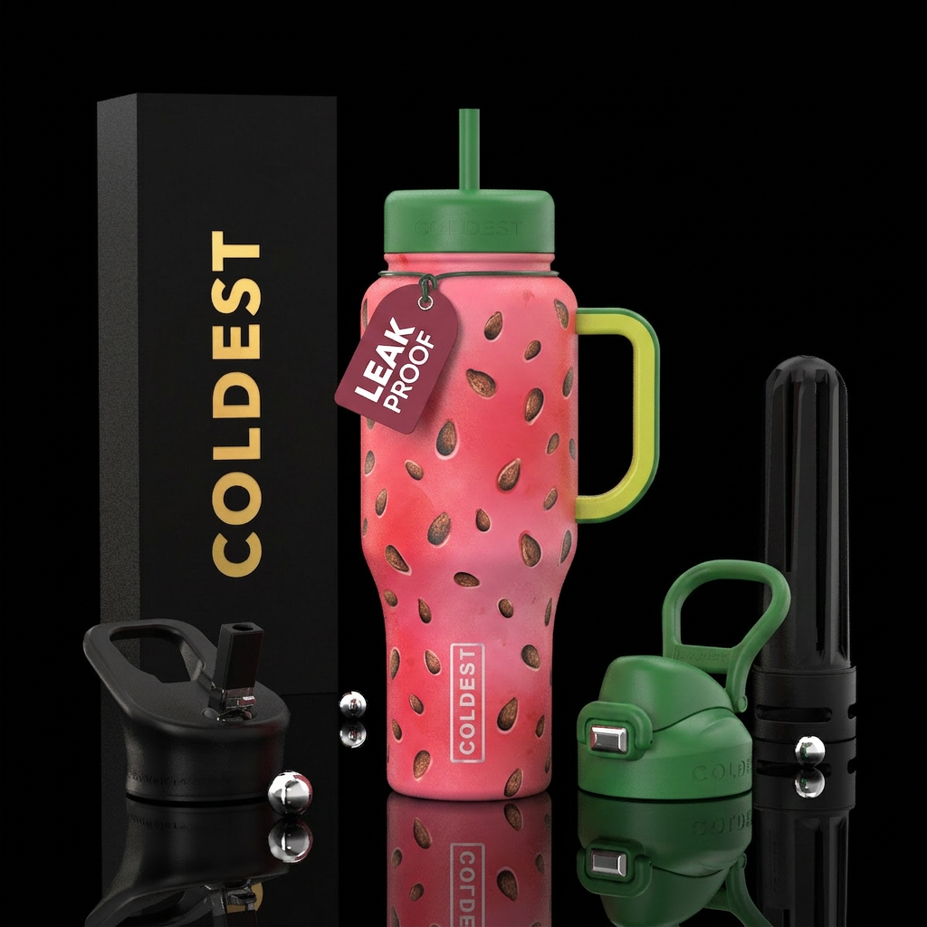 Watermelon seeds water bottle design