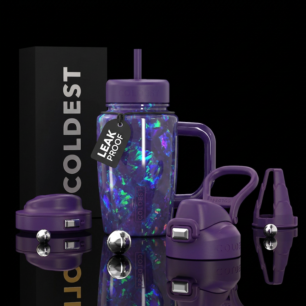 Deep purple opal water bottle design