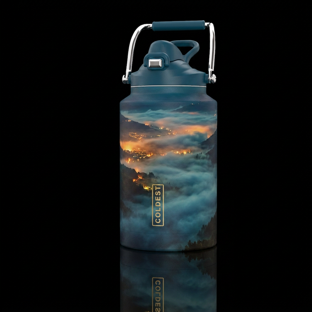 Fog settling in over the valley water bottle design