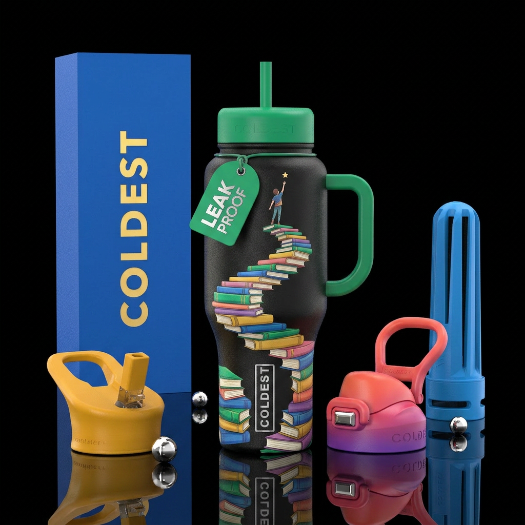Books take me to new heights water bottle design