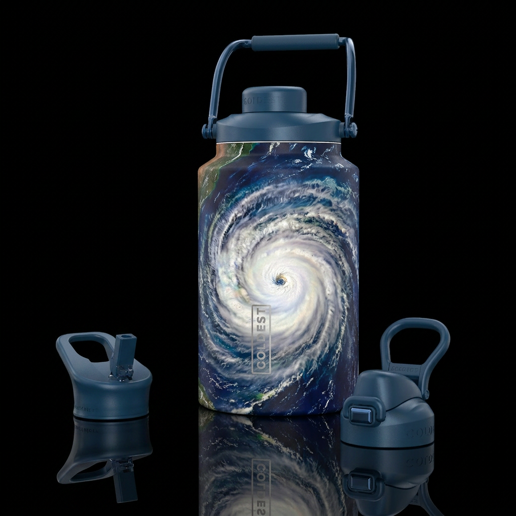 A hurricane as seen from space water bottle design