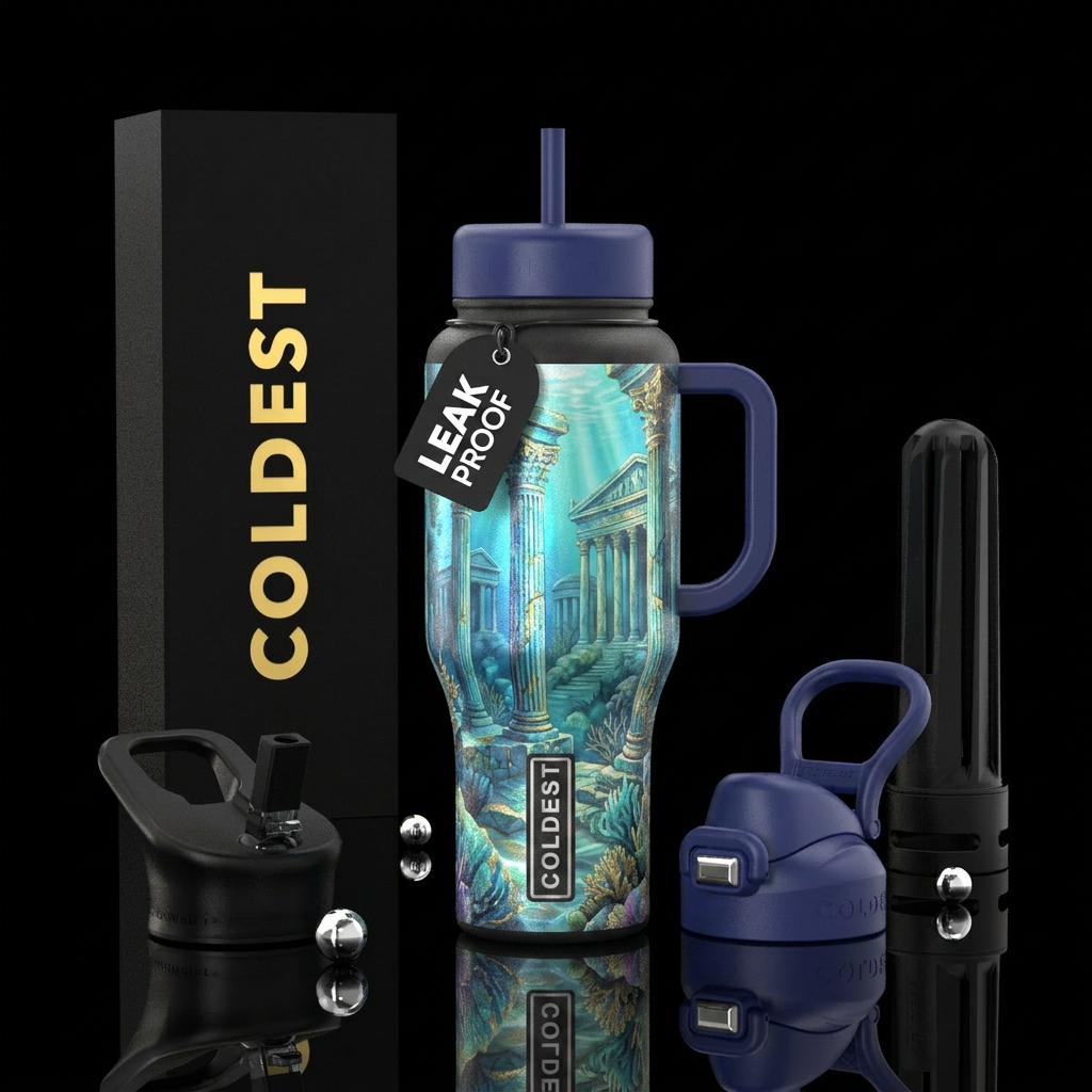Lost City of Atlantis water bottle design