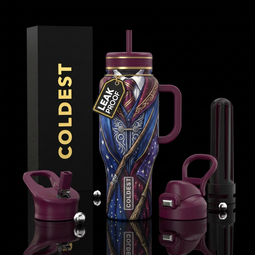 Wizarding robes and wands water bottle design