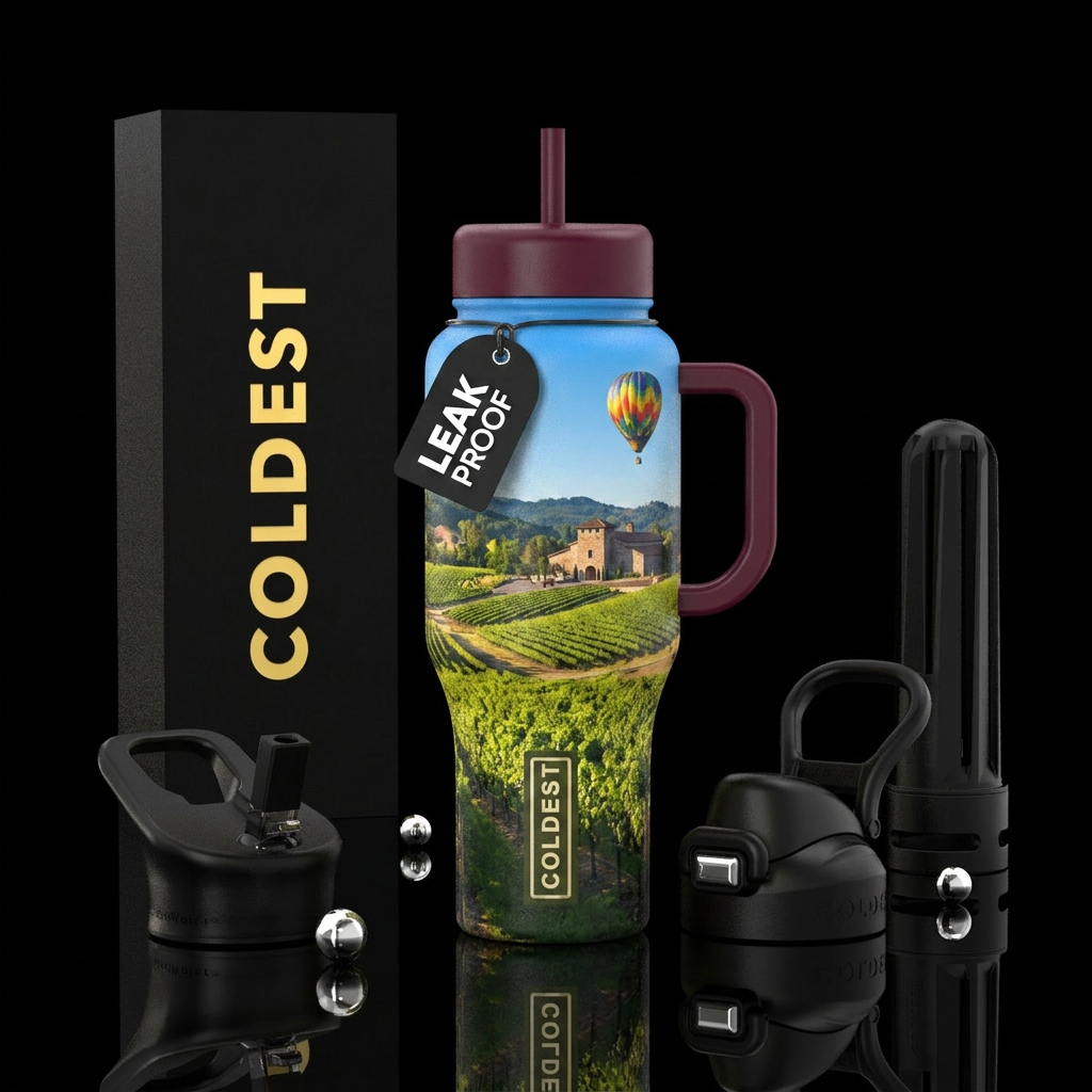 Napa Valley wine country water bottle design