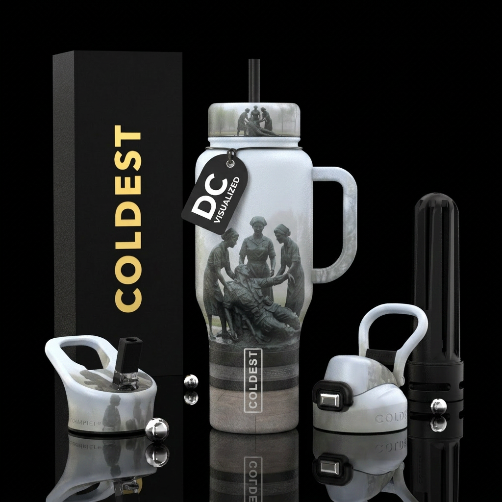 Foggy morning at DC Viet Nam Women’s Nurses Memori... water bottle design