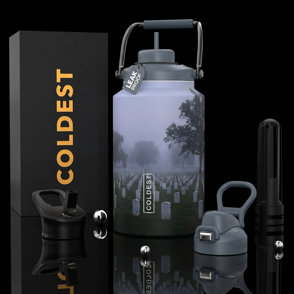 Arlington National Cemetery in morning fog water bottle design