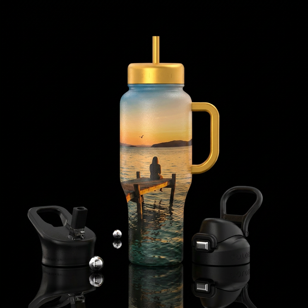 Sittin on the dock of the bay water bottle design