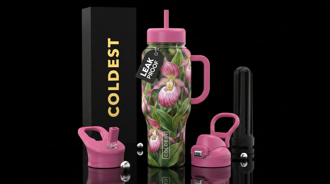 Lady slippers in bloom water bottle design