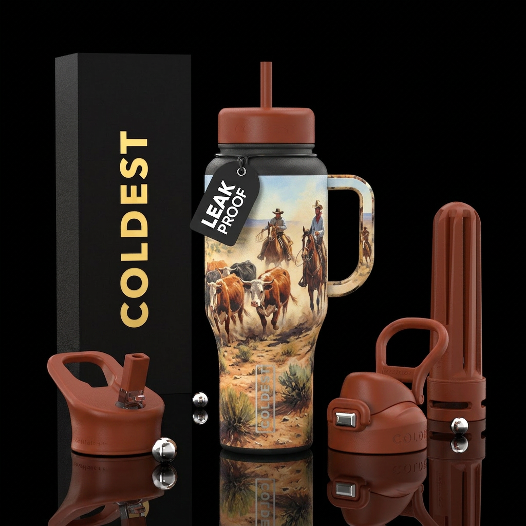 Cattle rustling water bottle design