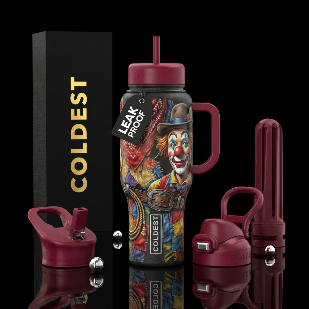 Rodeo clown water bottle design