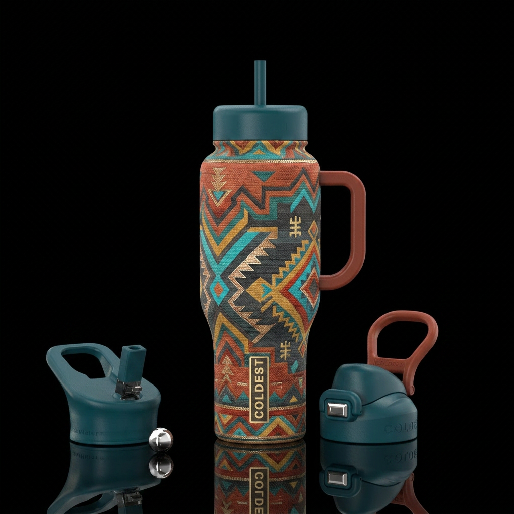 Aztec patterned blanket water bottle design