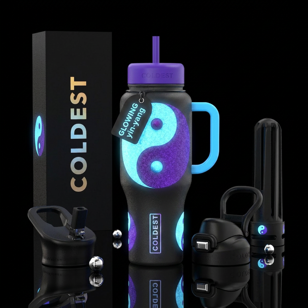 Yin-yang glowie water bottle design