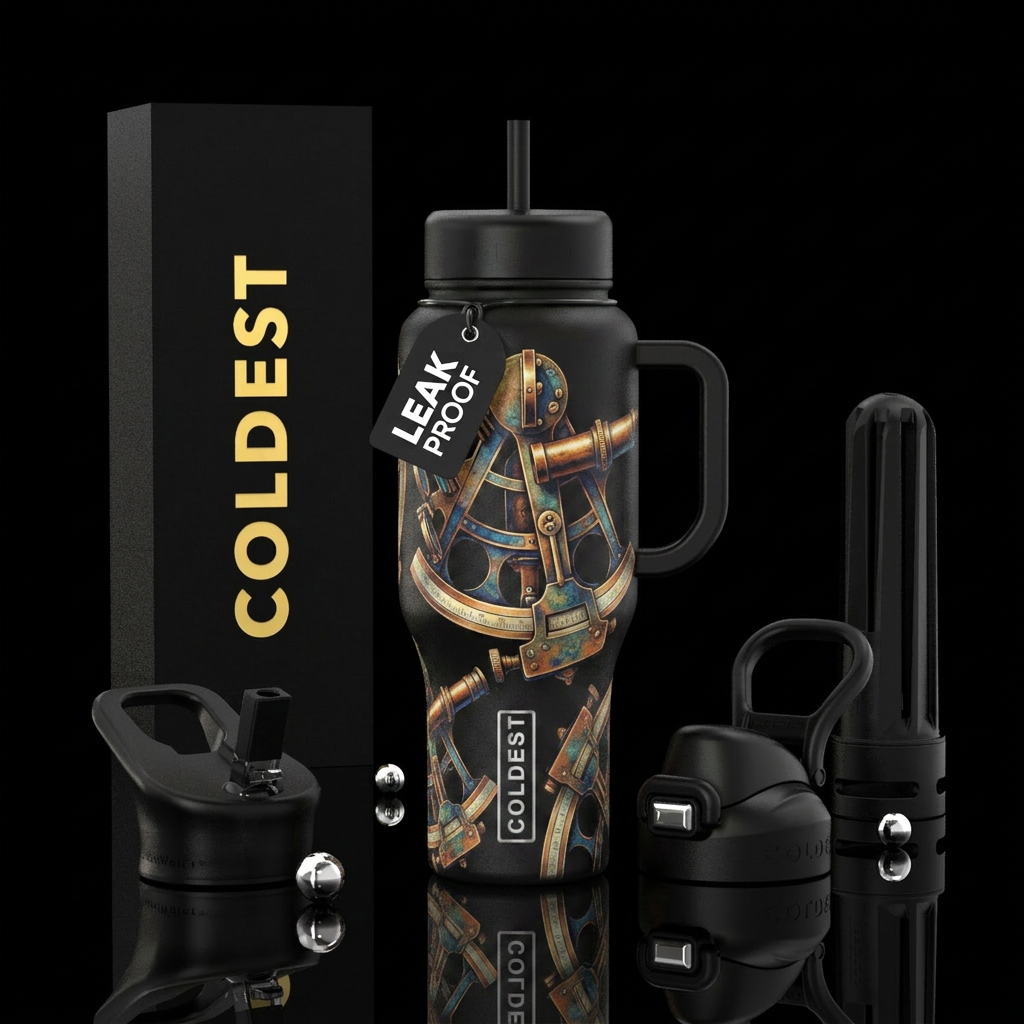 A sextant realistic water bottle design