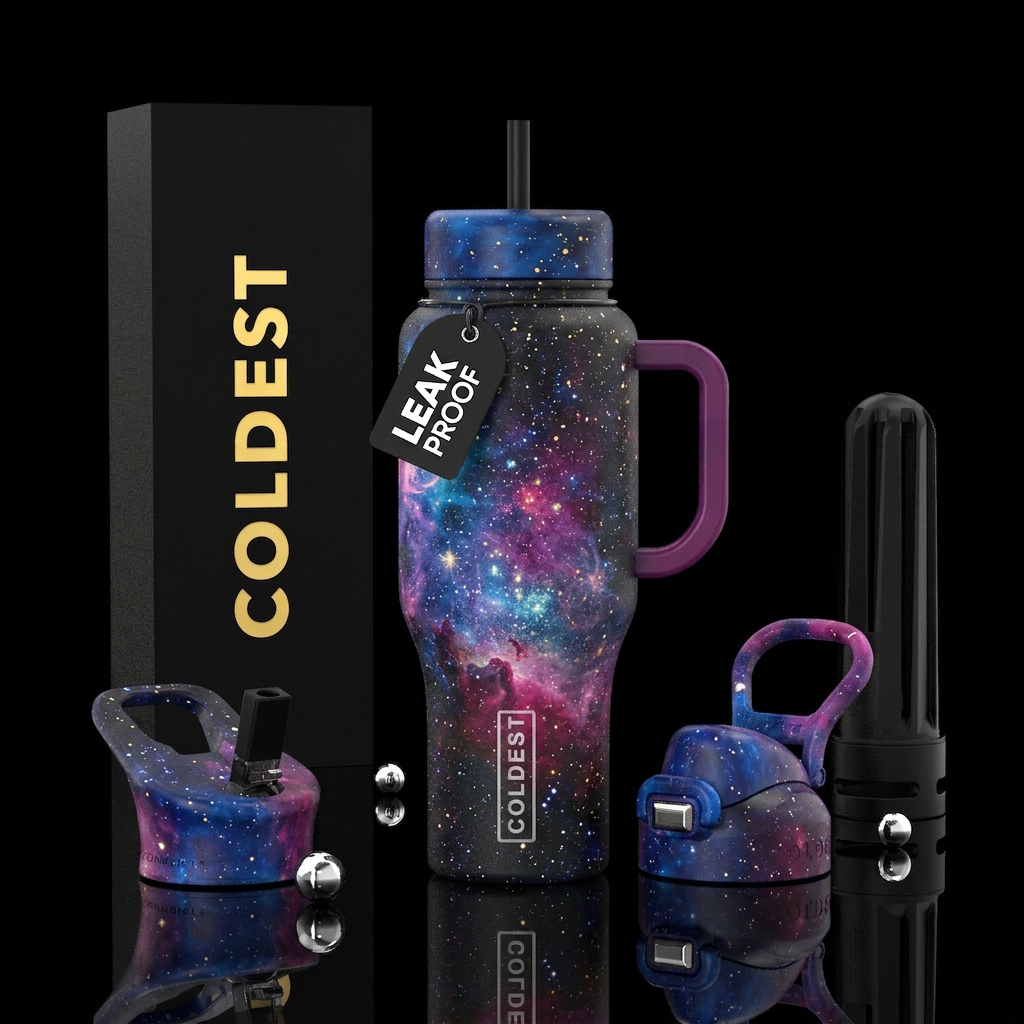 Nebula surrounded by stars water bottle design