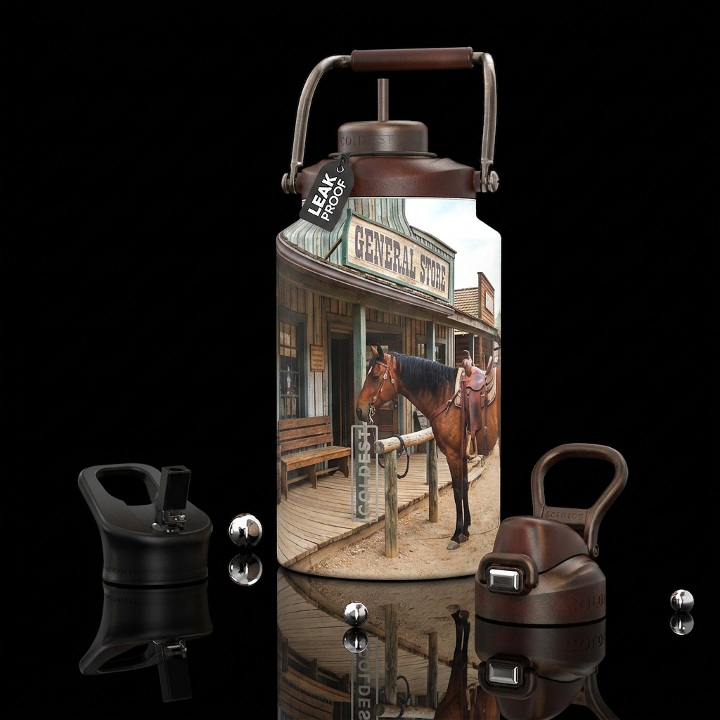 Sitting on a bench outside the general store next ... water bottle design