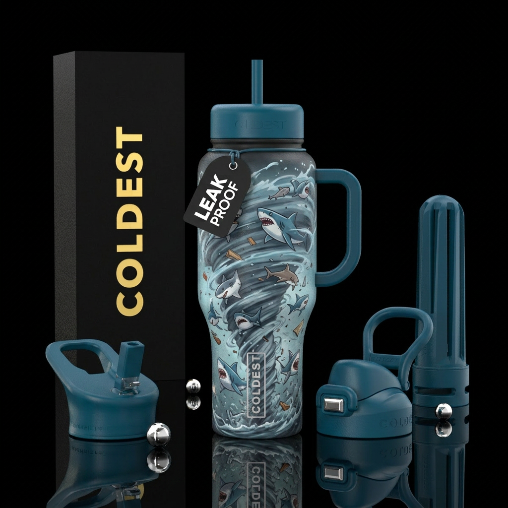 Sharknado water bottle design