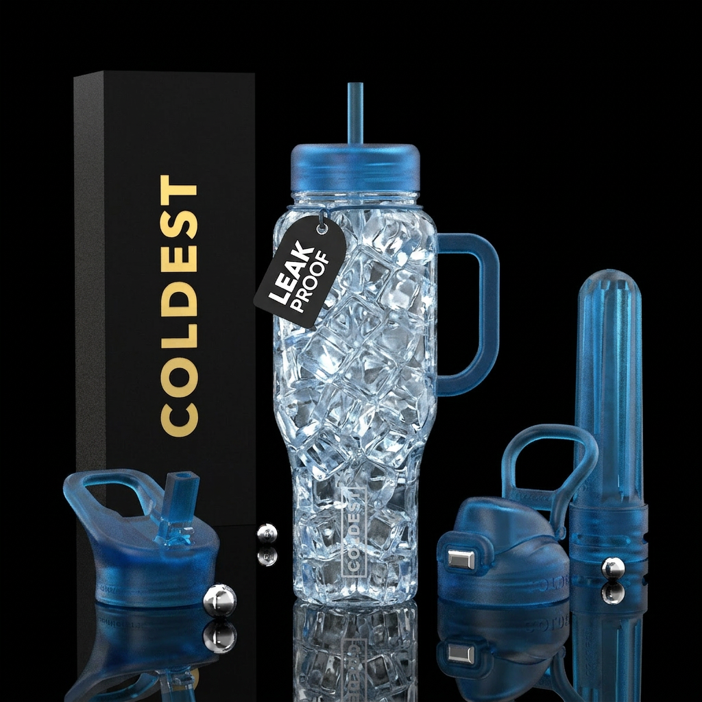 Ice cubes water bottle design