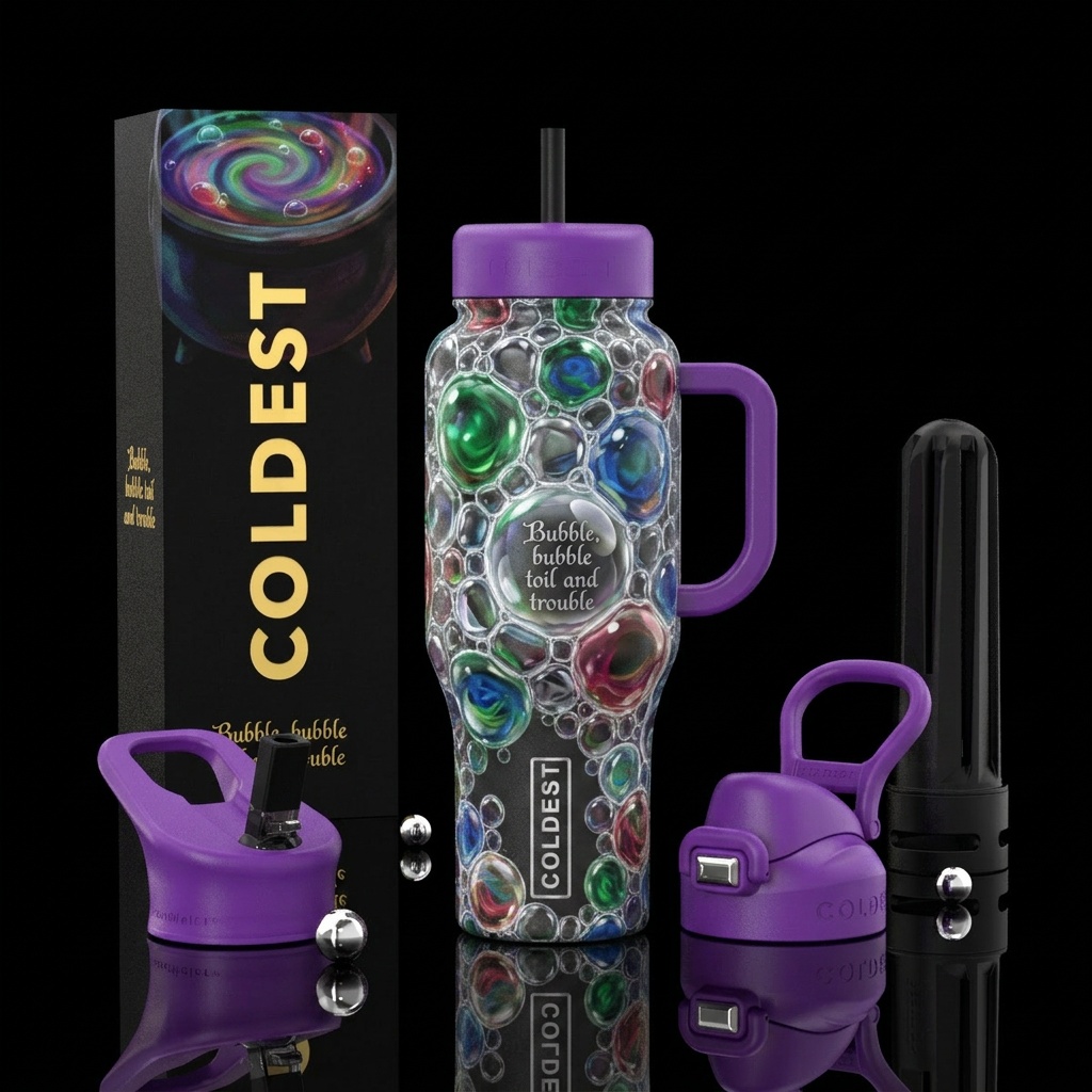 Bubble, bubble toil and trouble water bottle design