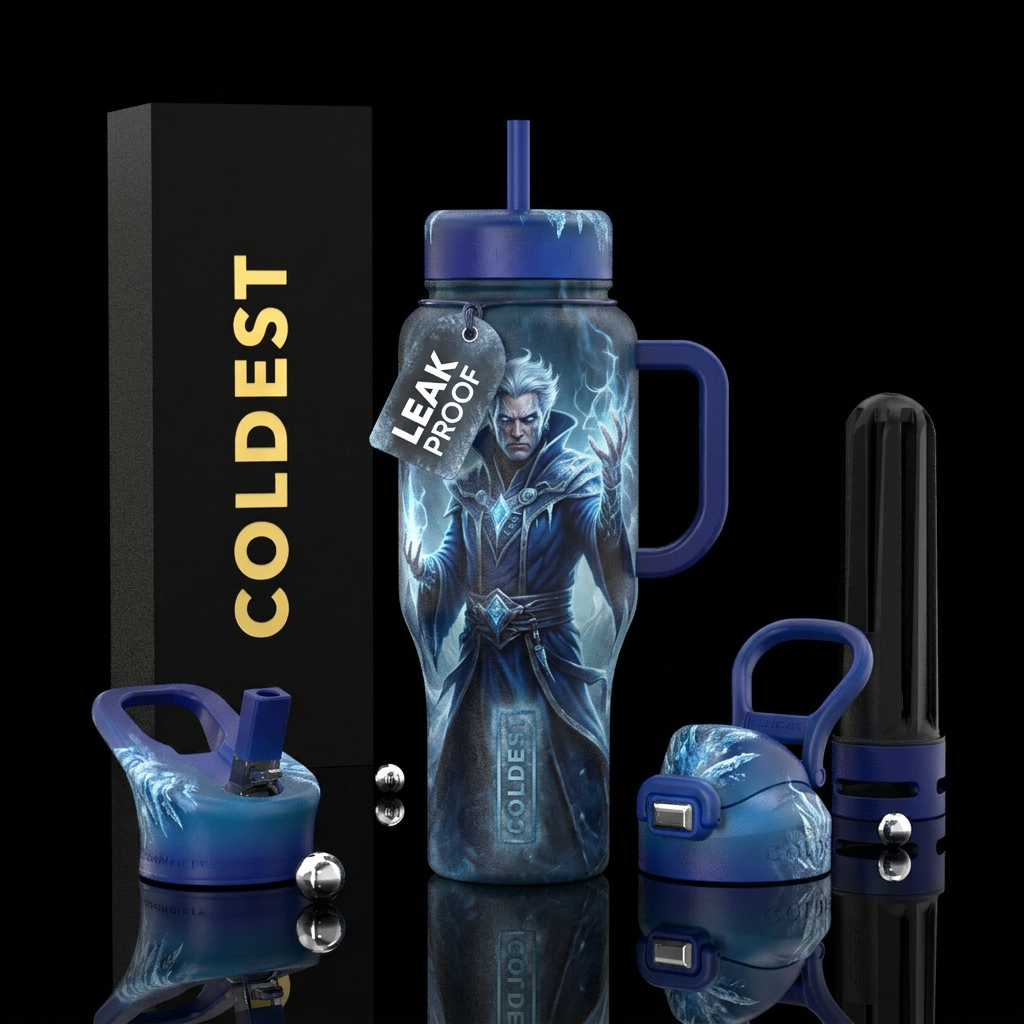 Winter warlock water bottle design