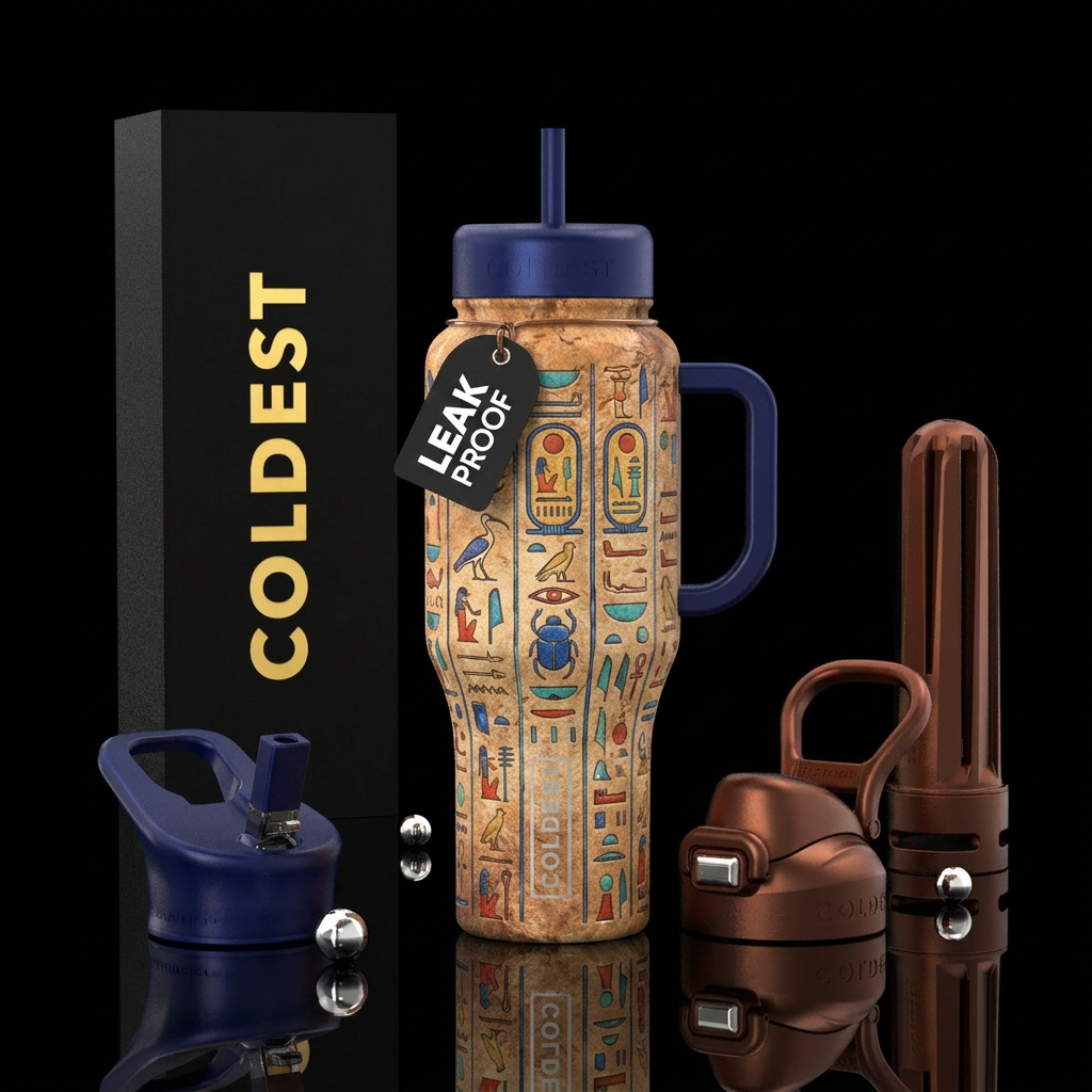 Egyptian Hieroglyphics on cave walls water bottle design