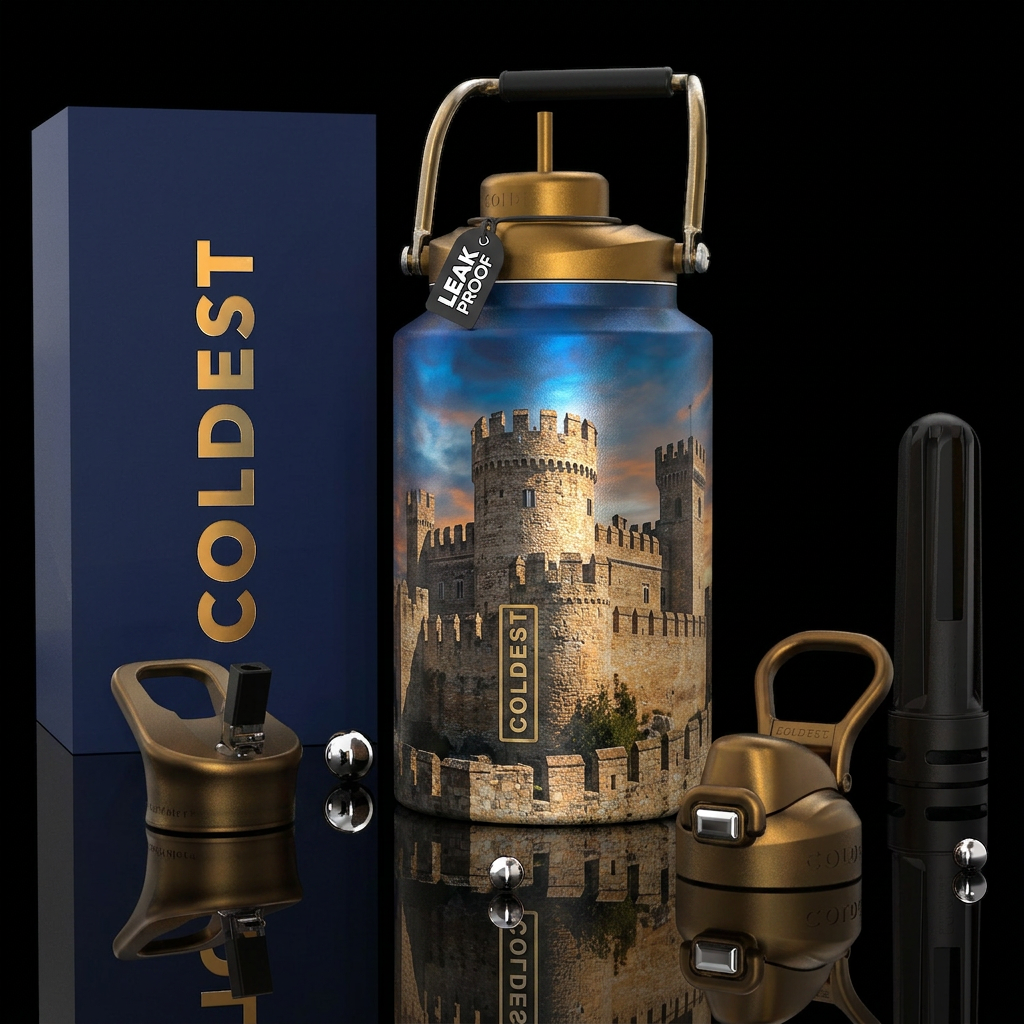 Ancient castle water bottle design