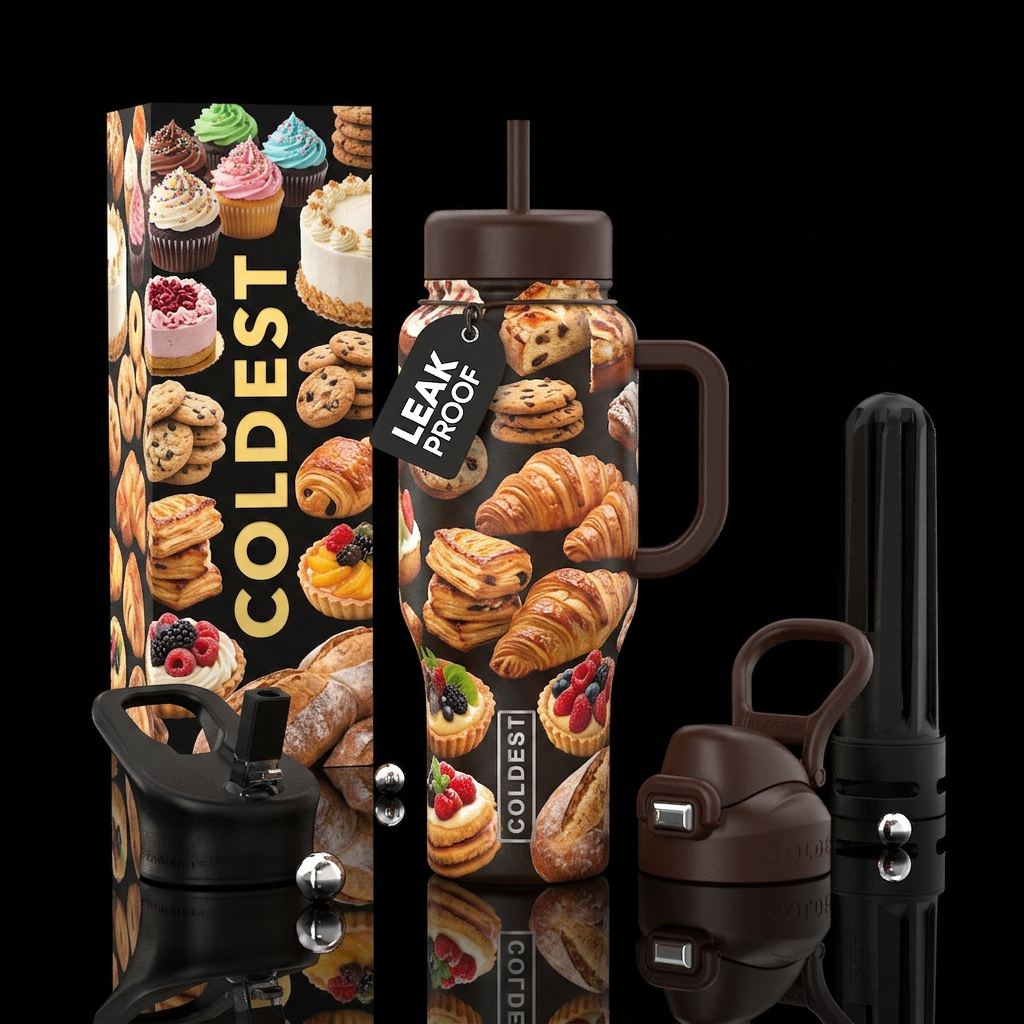 Baked goods galore water bottle design