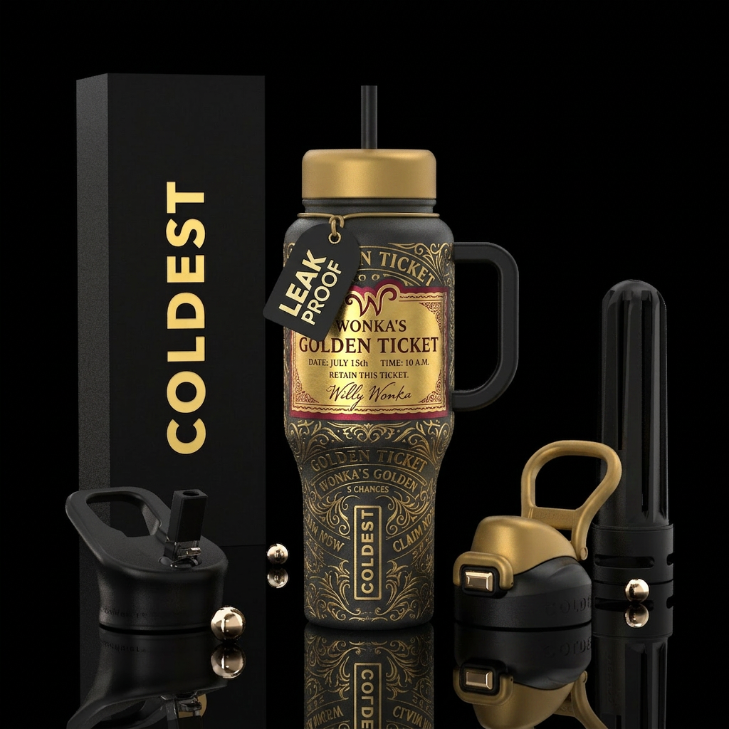 The Golden Ticket water bottle design