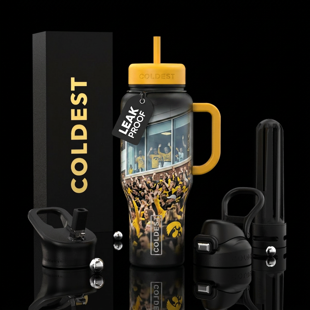 Iowa Hawkeyes football Wave realistic at hospital water bottle design